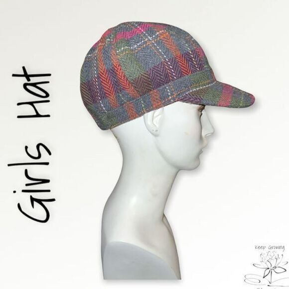 Bundle Sale 3 for $15 | Gymboree Gray and Pink Plaid Youth Hat | Size 5 - 7 - Picture 3 of 8